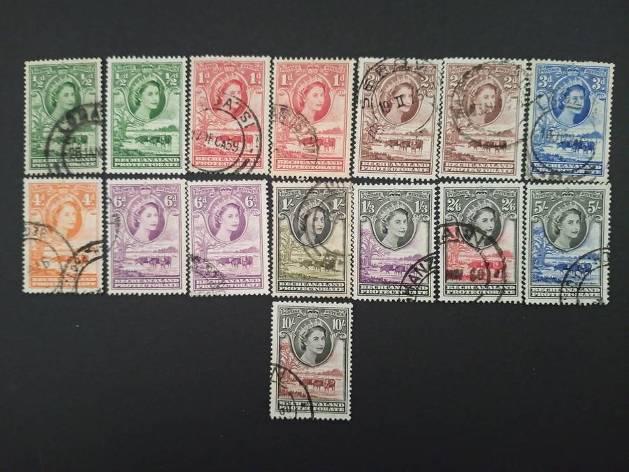 1955 - 1958 Bechuanaland Definitive Issue (missing 4 1/2d) Used