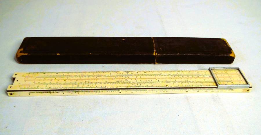 Vintage Slide Rule Faber-Castell ELECTRO 1/98/398 DRGM, Made in Bavaria Germany w/Case