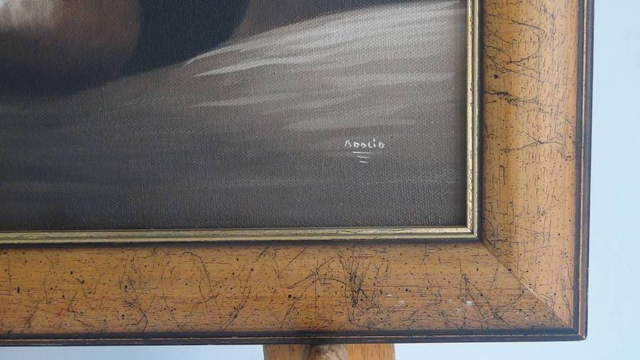 Figures in Peruvian dress with mountains beyond - Signed Original Painting