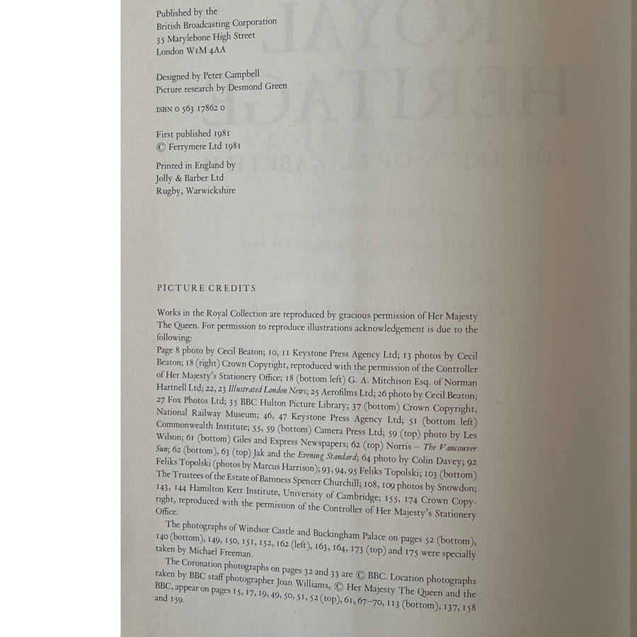 1981 Royal Heritage, The Reign of Elizabeth II by J.H.Plumb Hardcover w/ Dustjacket