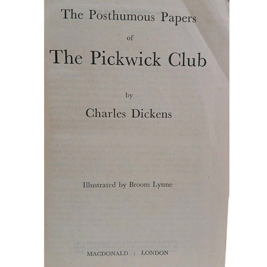 1948 The Posthumous Papers of The Pickwick Club By Charles Dickens Hardcover w/o Dustjacket