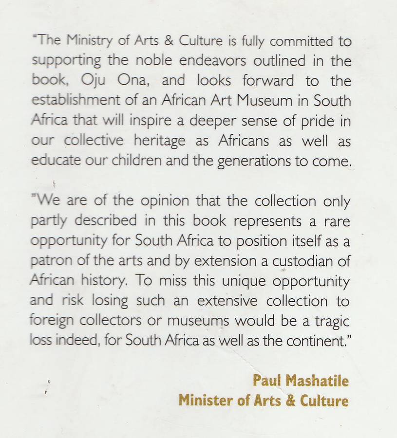 OJU ONA: COLLECTION OF THE SOUTH AFRICAN MUSEUM OF AFRICAN ART by Dr Jean-Marie Jullienne