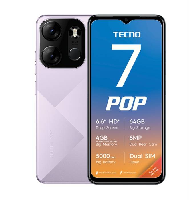 LIKE NEW TECNO POP 7 SMARTPHONE || 64G/4G BIG BATTERY, FINGERPRINT NEW MODEL