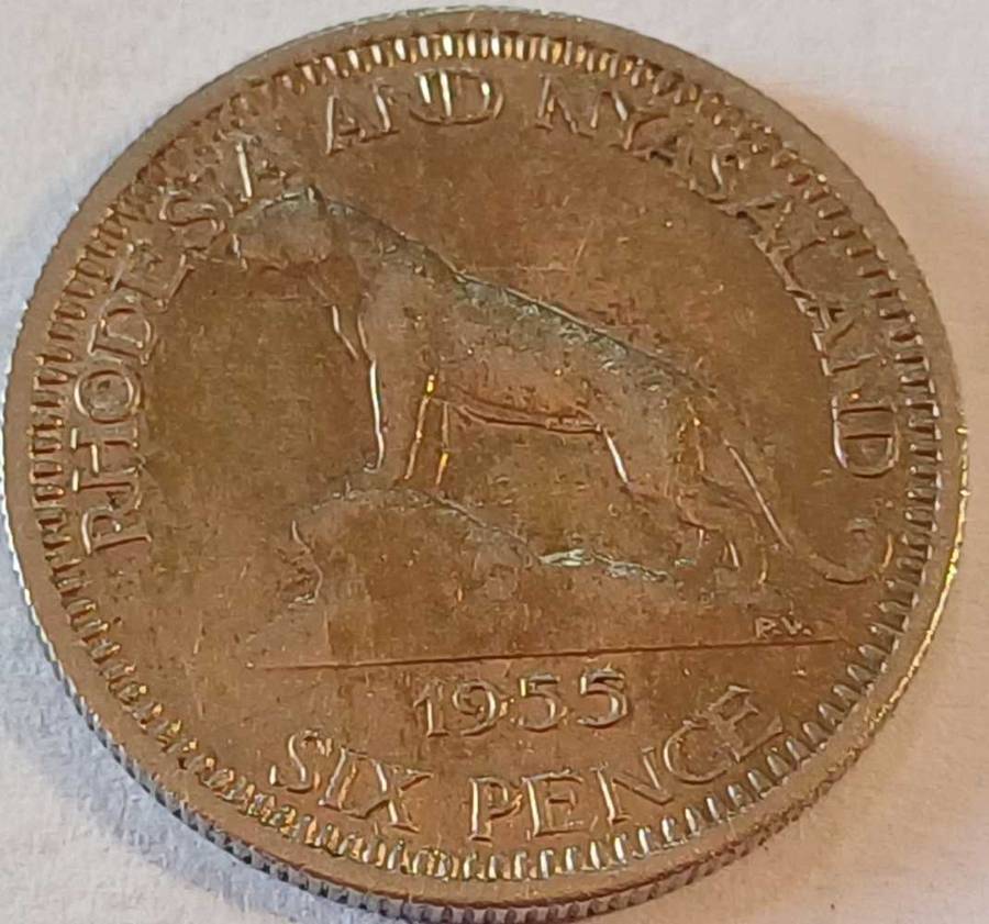1955 Rhodesia & Nyasaland Six Pence