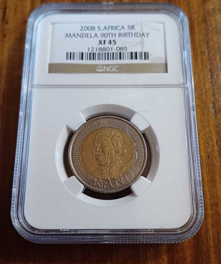 2008 SA 5R Mandela Coin slabbed 90 th Birthday & First Day Cover Mandela