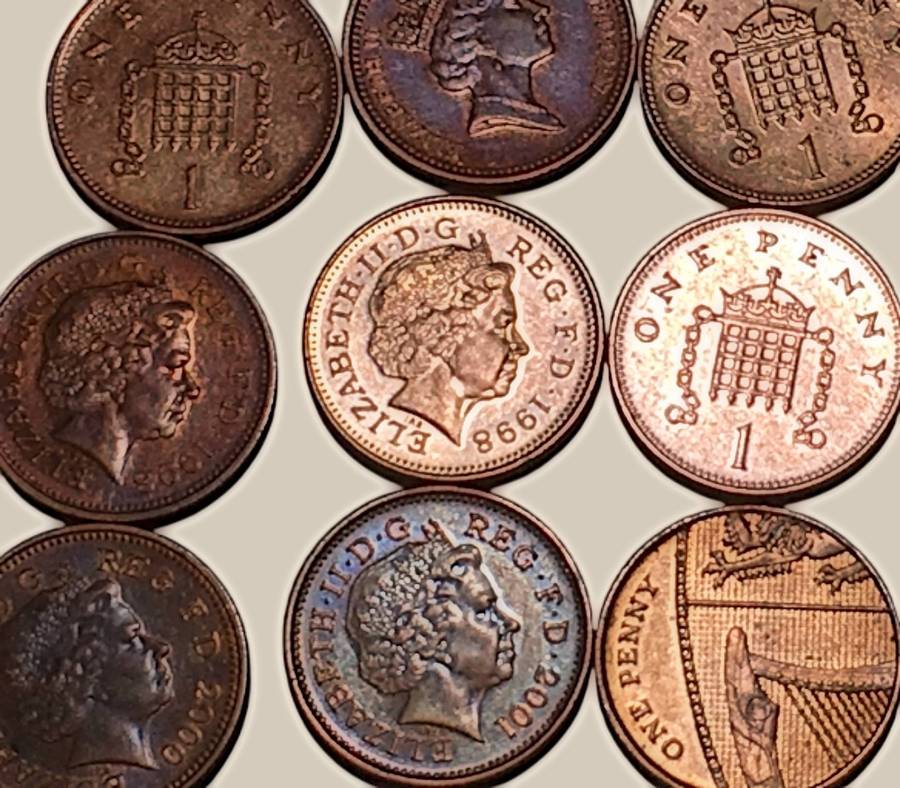 British 1 Penny Coins Collection (1971-2015) Queen Elizabeth II - 50 Coin Set