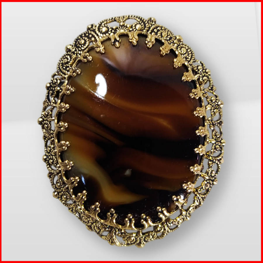 Vintage Western Germany Gold Plated Brooch