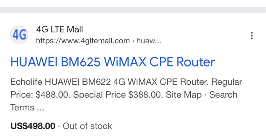 HUAWEI EchoLife BM625 WiMAX CPE Router DWBM625RTR