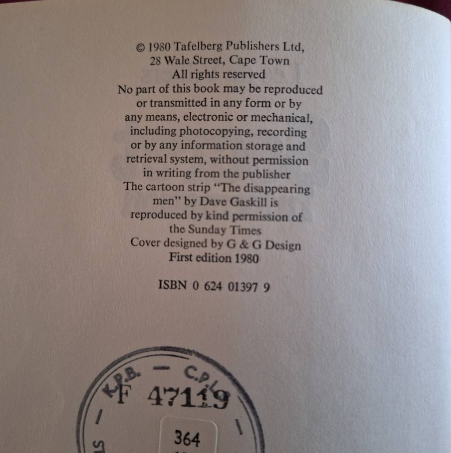 Secret Information-Les de Villiers 1st Edition 1980 English text. Rhoodie Eschel scandal.