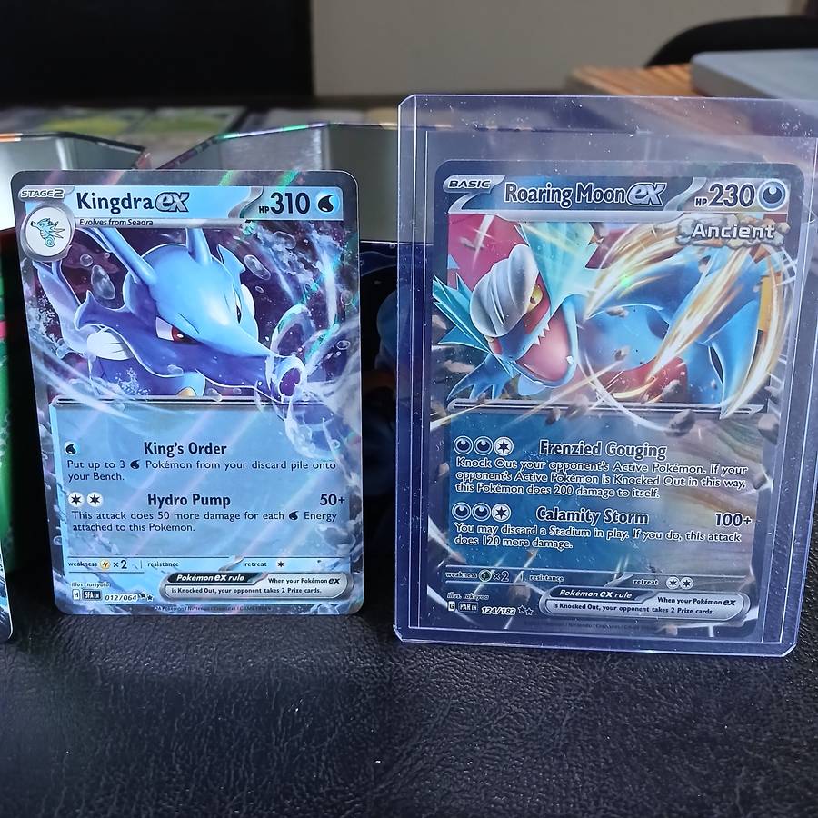 Pokemon card collection 106 cards & 2 tins & tokens (PLUS mystery pack of cards)