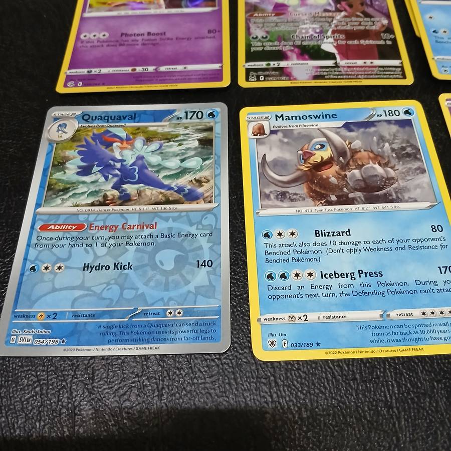 Pokemon card collection 106 cards & 2 tins & tokens (PLUS mystery pack of cards)