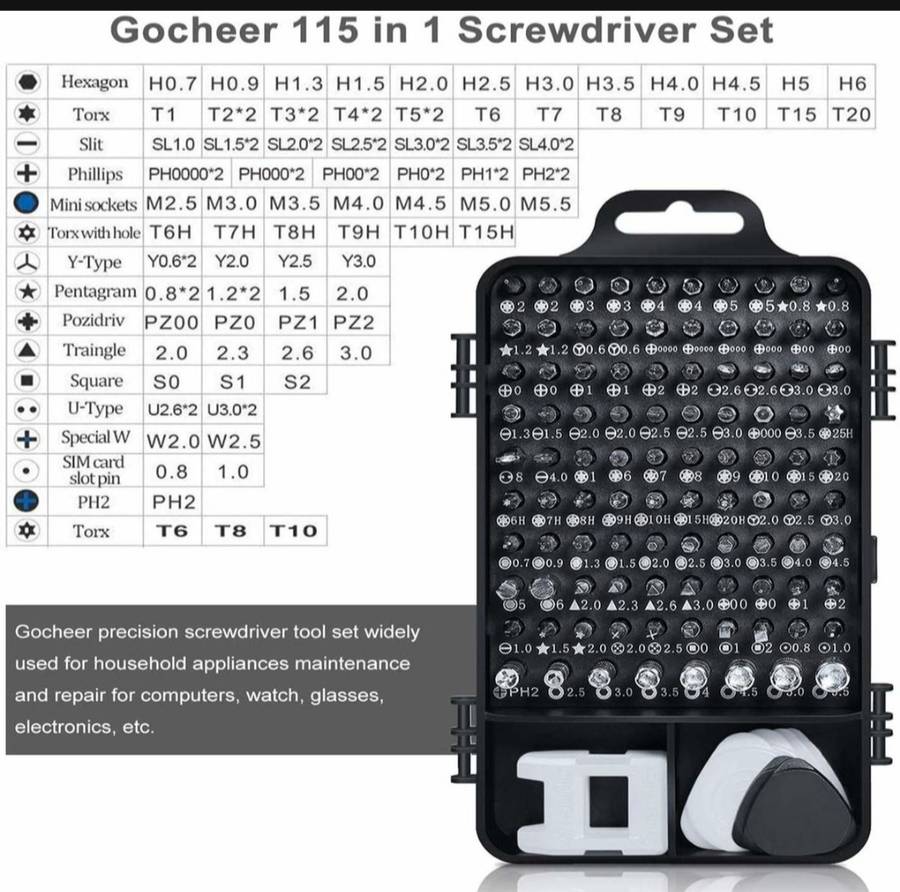 115 in 1 Magnetic chrome-Vanadium Steel Precision Screwdriver Set