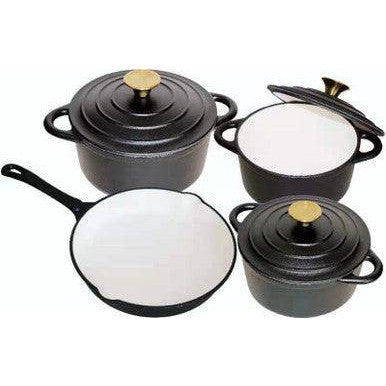 Premium 7 Piece Enamel Cast Iron Cookware Set for All Heat Sources
