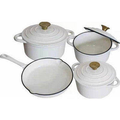 Premium 7 Piece Enamel Cast Iron Cookware Set for All Heat Sources