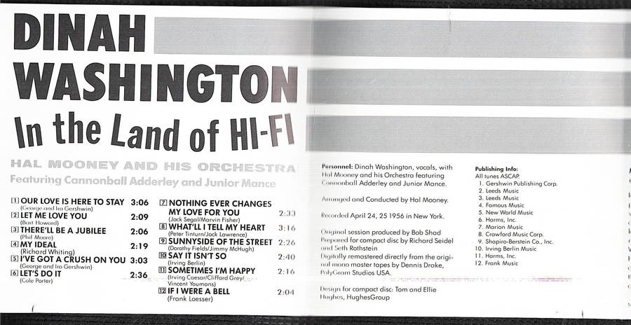 Dinah Washington - In the Land of Hi-Fi CD