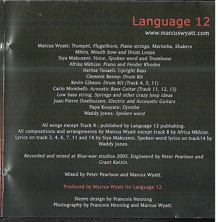 Marcus Wyatt - Language 12 CD [FRONT OF BOOKLET INSCRIBED BY ARTIST]