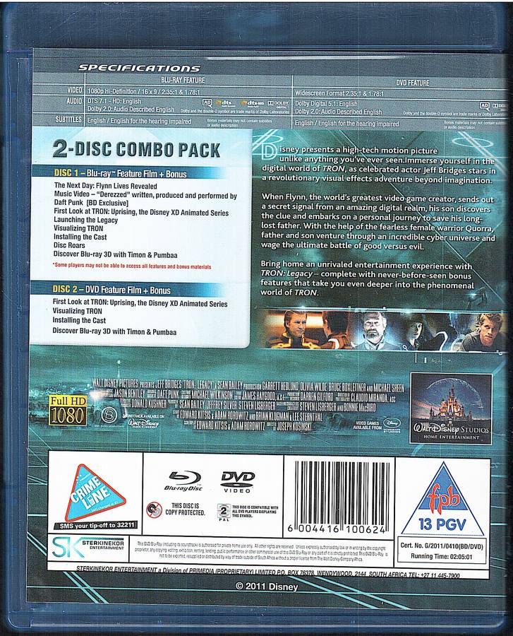 Tron Legacy 2-disc Combo Pack [Blu-ray + DVD]