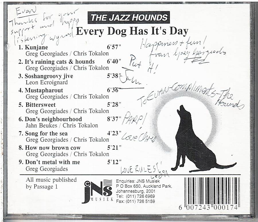 The Jazz Hounds - Every Dog Has It's Day CD [INSCRIBED/SIGNED BY THE BAND]