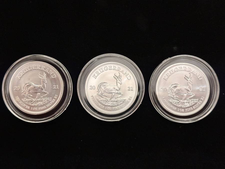 3x 2021 Silver KRUGERRANDS in Capsule - Bid per coin