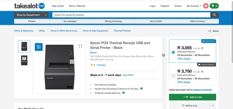 EPSON TM-T20 III USB Receipt Printer