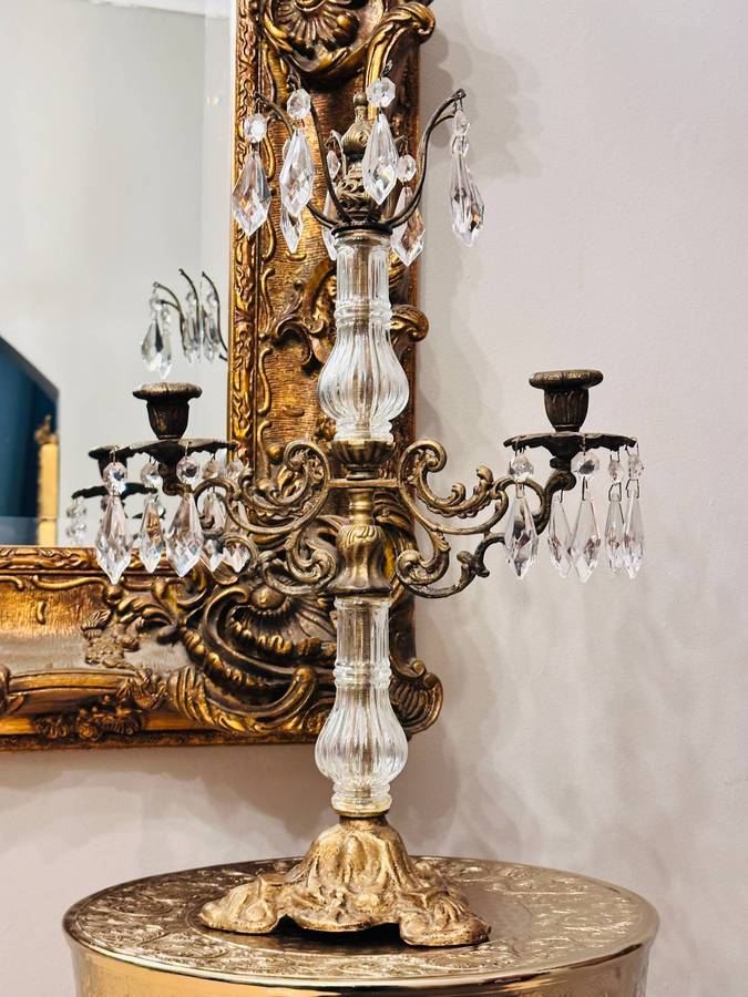 Vintage Exquisite Large Crystal Statement Candelabra