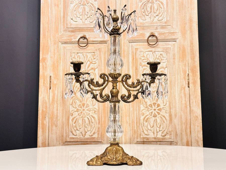 Vintage Exquisite Large Crystal Statement Candelabra