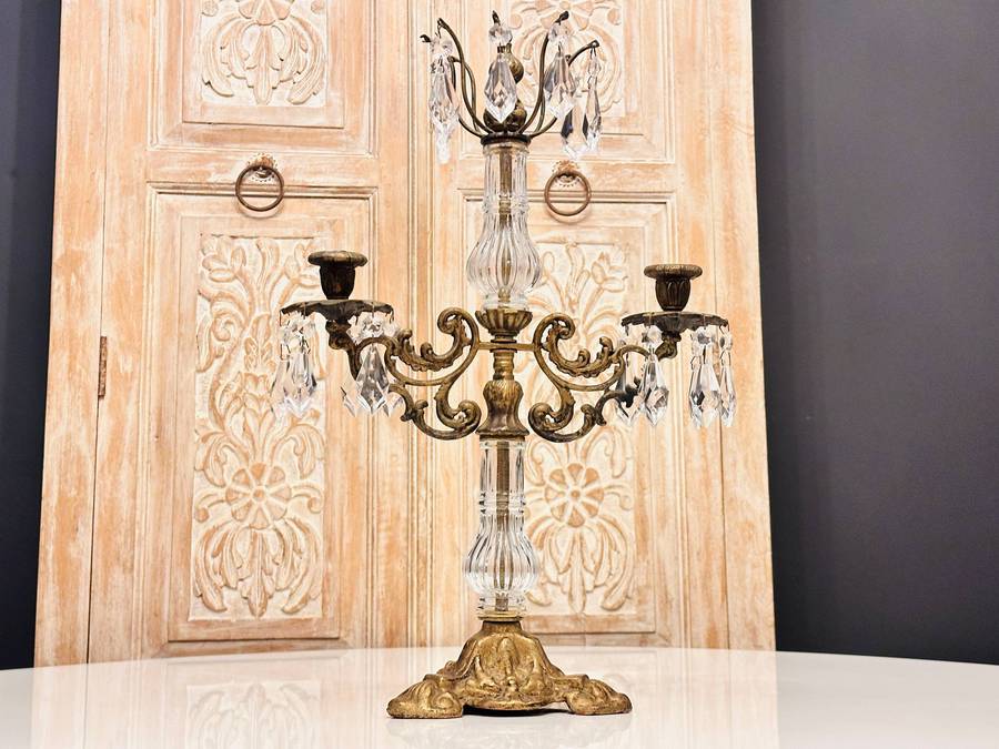 Vintage Exquisite Large Crystal Statement Candelabra