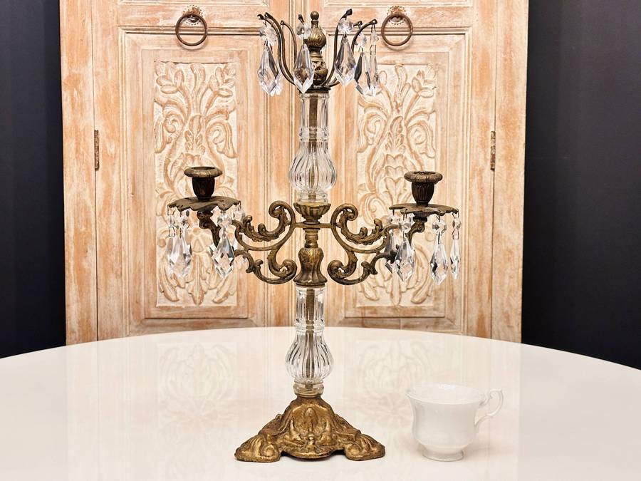 Vintage Exquisite Large Crystal Statement Candelabra