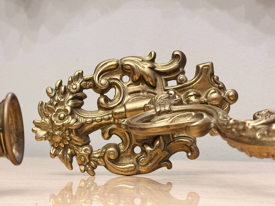 Exquisite Vintage Brass Ornate Wall Sconces