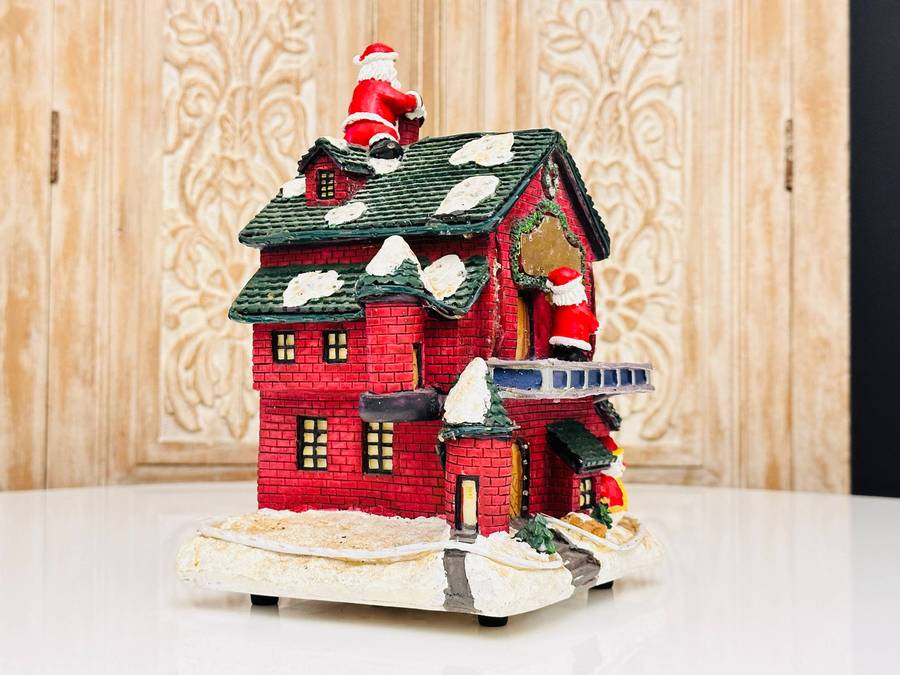 Vintage Puleo Signature Collection Fiber Optic Large Santas Village House