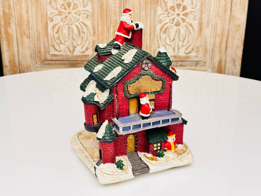 Vintage Puleo Signature Collection Fiber Optic Large Santas Village House