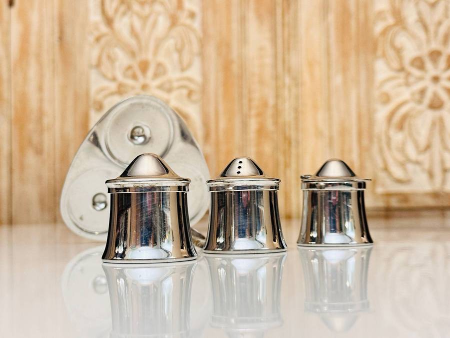 Elegant Vintage Condiment Set with Stand