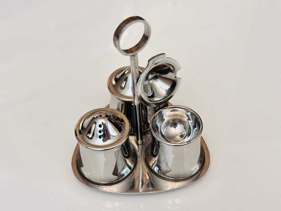 Elegant Vintage Condiment Set with Stand