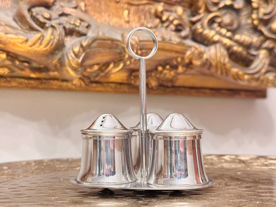 Elegant Vintage Condiment Set with Stand