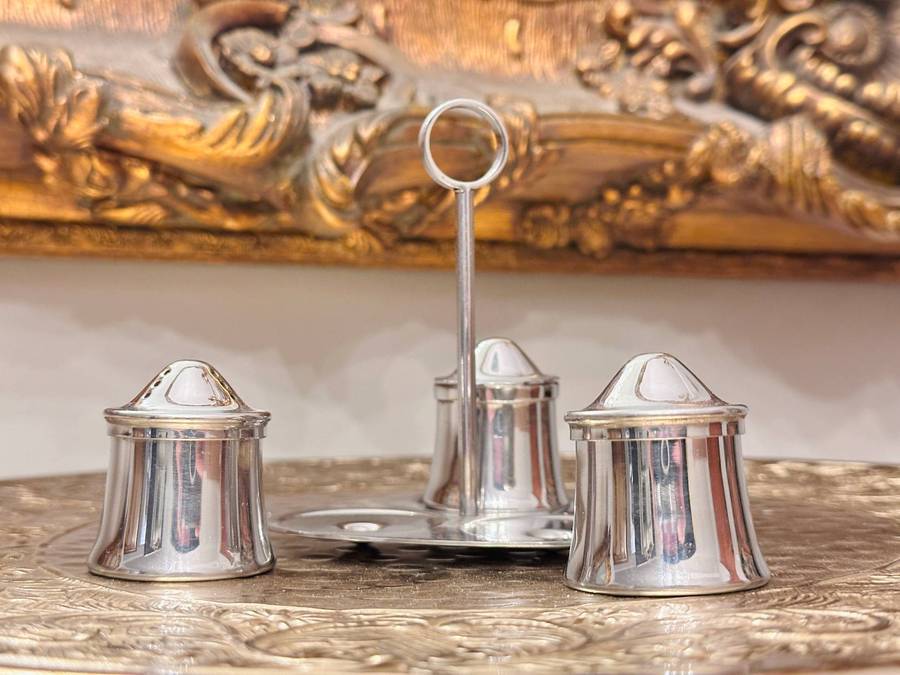 Elegant Vintage Condiment Set with Stand