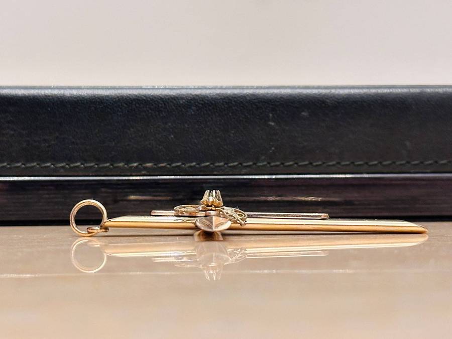 9ct Gold Antique French Statement Cross with Filigree & Pearl