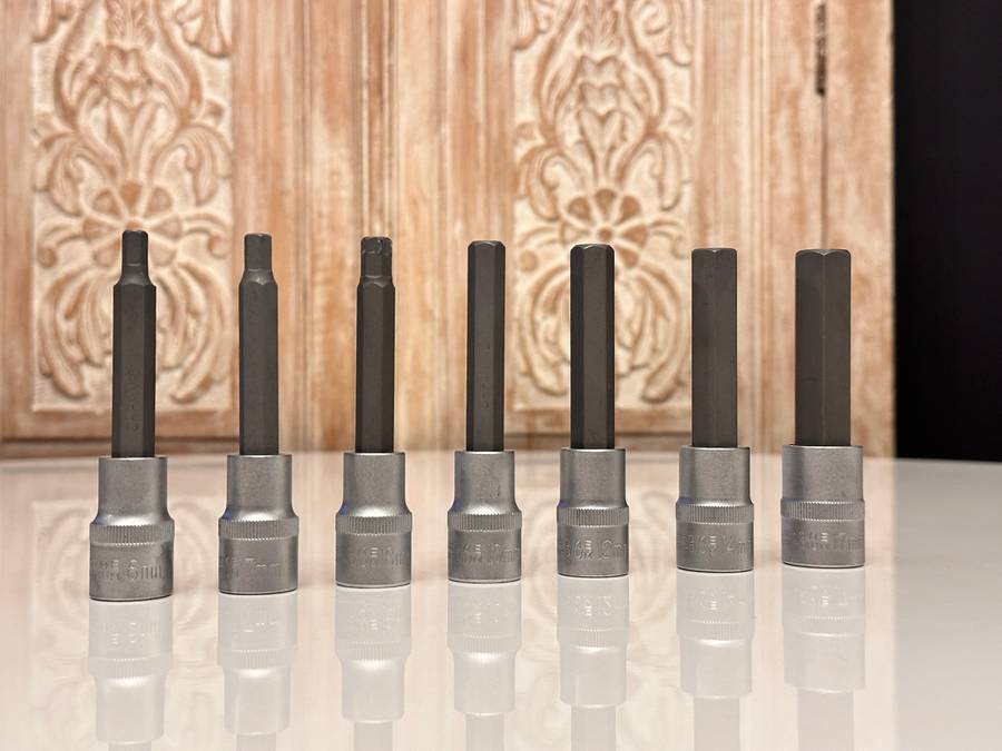 1/2 Drive 7 Piece Chrome Vanadium Hex Bit Socket Set 100mm