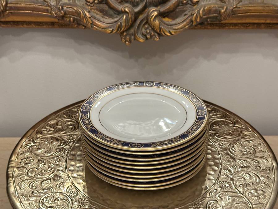 Exquisite Vintage ROYAL AVON Plates - Impero Blue Gold Set of 10
