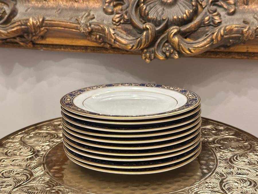 Exquisite Vintage ROYAL AVON Plates - Impero Blue Gold Set of 10