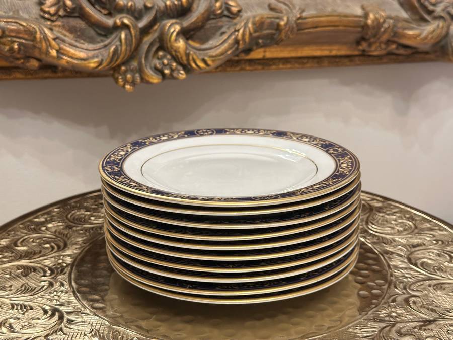 Exquisite Vintage ROYAL AVON Plates - Impero Blue Gold Set of 10