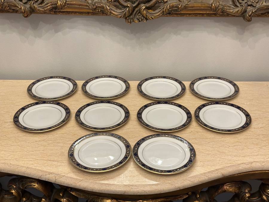 Exquisite Vintage ROYAL AVON Plates - Impero Blue Gold Set of 10