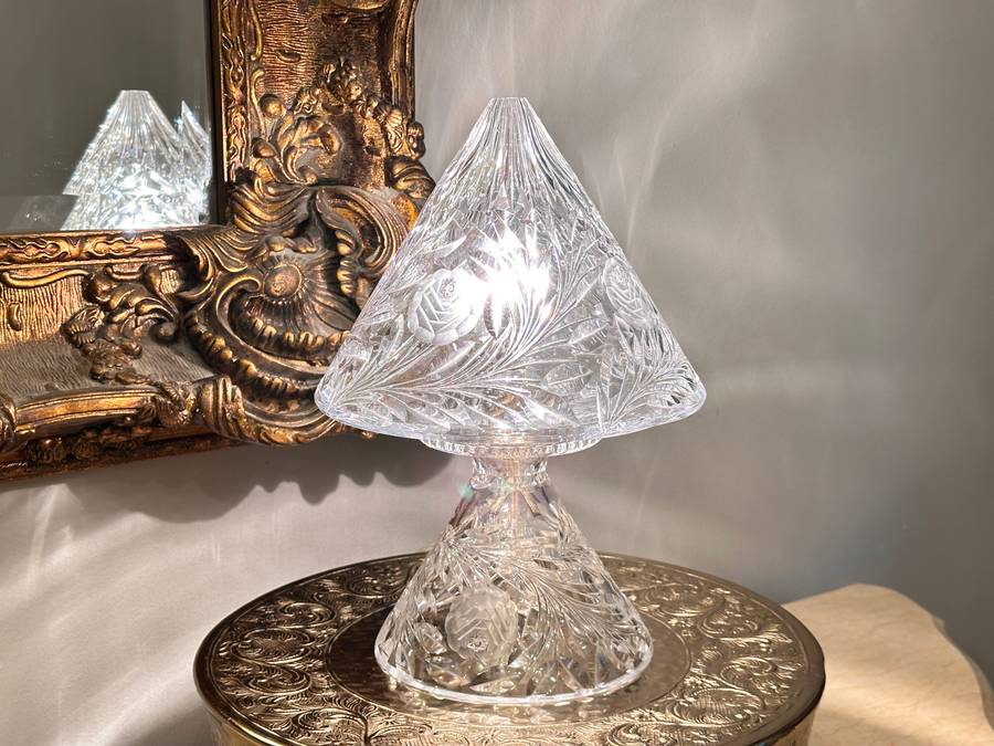 Magnificent Vintage Rose CUT CRYSTAL Lamp Circa 1930
