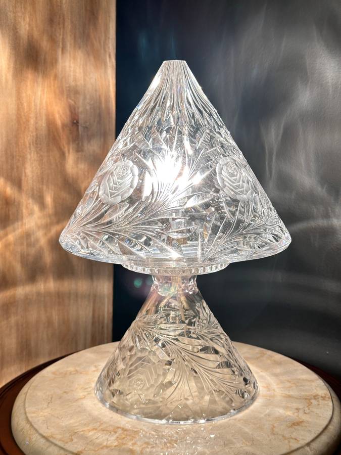 Magnificent Vintage Rose CUT CRYSTAL Lamp Circa 1930