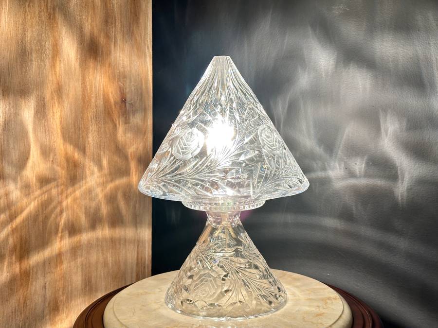 Magnificent Vintage Rose CUT CRYSTAL Lamp Circa 1930