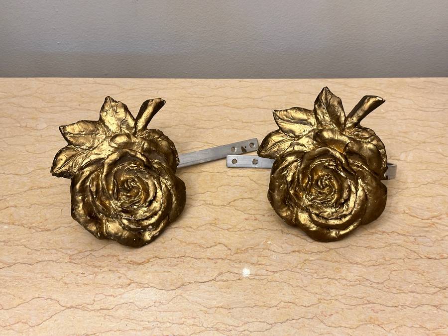 BEAUTIFUL GOLD ROSE CURTAIN HOLD BACK SET