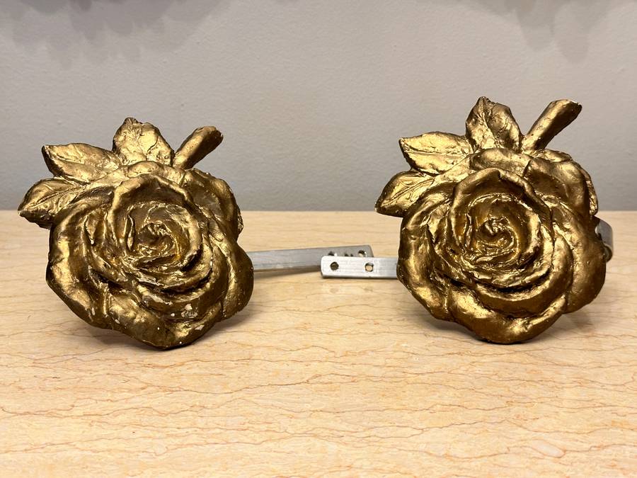 BEAUTIFUL GOLD ROSE CURTAIN HOLD BACK SET
