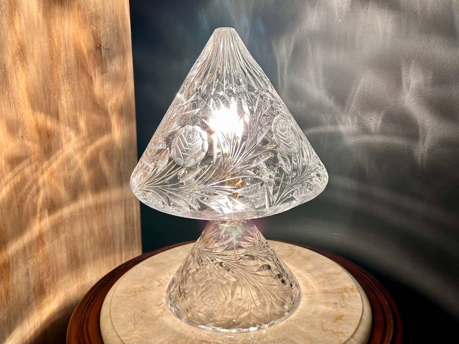Magnificent Vintage Rose CUT CRYSTAL Lamp Circa 1930