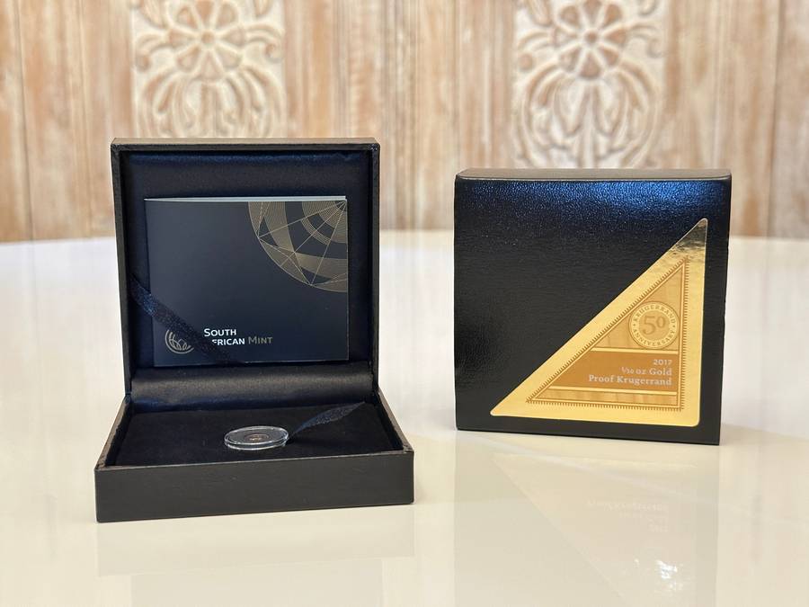 2017 1/50 oz Gold Krugerrand Proof with SA Mint Box & Certificate - 50th Anniversary