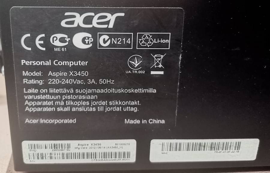 Aspire X3450 Desktop - 500GB HDD/ 2GB RAM - Windows 7 Starter (licensed)