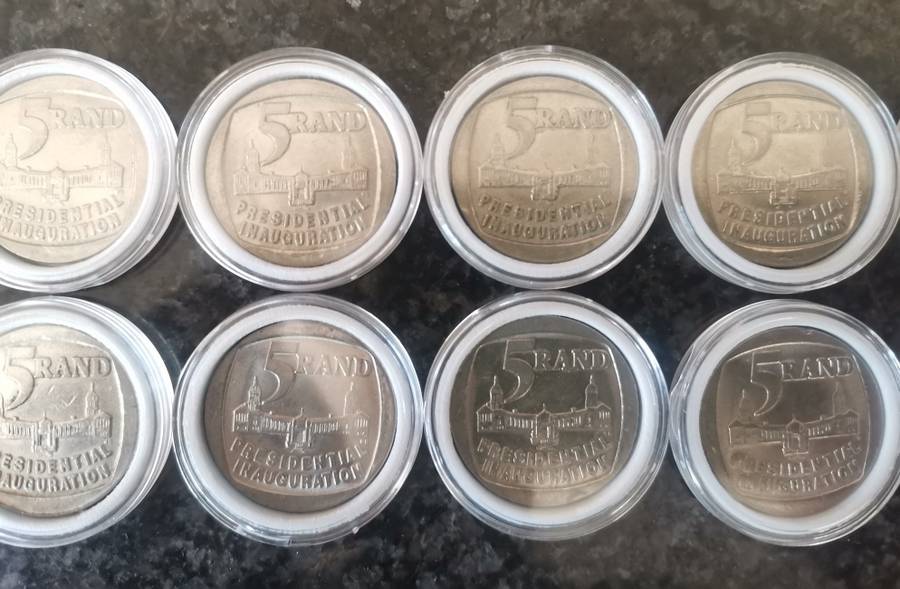 10 x 1994 Presidential Inauguration R5 Coins - Bid per coin to take the lot